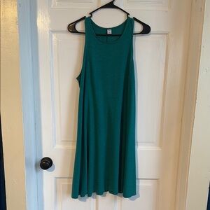 Green Linen Blend Sleeveless Dress